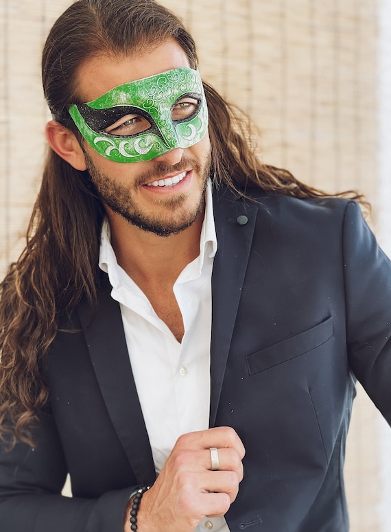 Masquerade Mask Antique Look Venetian Party Mask for Men & Women Masquerade  Ball Green Silver - Etsy