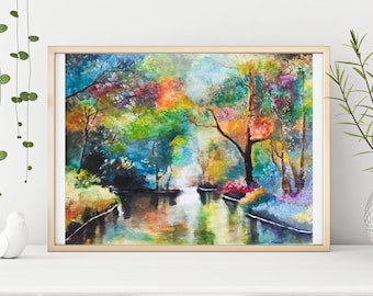 abstrakte Aquarellkunst, Wanddekoration - SEASONS