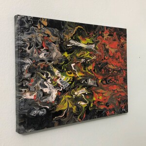 Textured Candy Corn Abstract Painting, Metallic Gold Acrylic, 9x12 Canvas