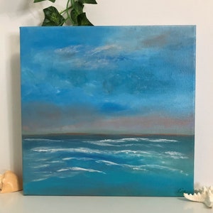 Sunset Blue, 10 x 10 Acrylic Painting, Wall Art, Original Paining, Abstract Art