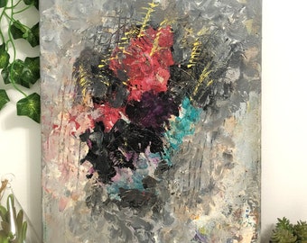 Original Abstract Acrylic Painting, Textured Wall Art, 11x14 Canvas