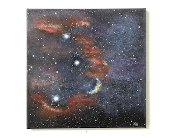 Cosmos, pintura acrílica, arte abstracto texturizado del universo, 12x12