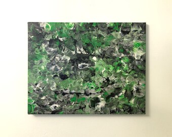 Emerald, 14 x 18 Fluid Acrylic Art, Wall Art, Room Decor, Acrylic Original Painting