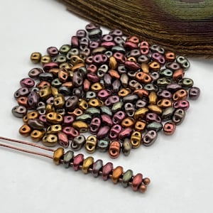 Metallic Mix Mini Duo Beads: Czech Pressed Glass, 7-Gram Pack