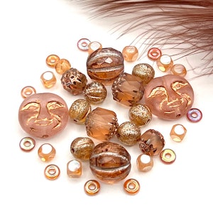 Peach Moon Bead Mix, 10 mm Faceted Melons, Curated Czech Glass Beads, Jewelry Bead Supply