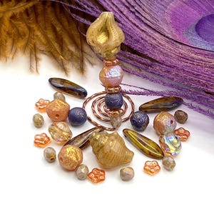 Honey Opal Shell Bead Mix, Beach Czech Glass for Jewelry