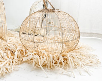 Neutral Raffia Pendant Lights Round - The Aviary