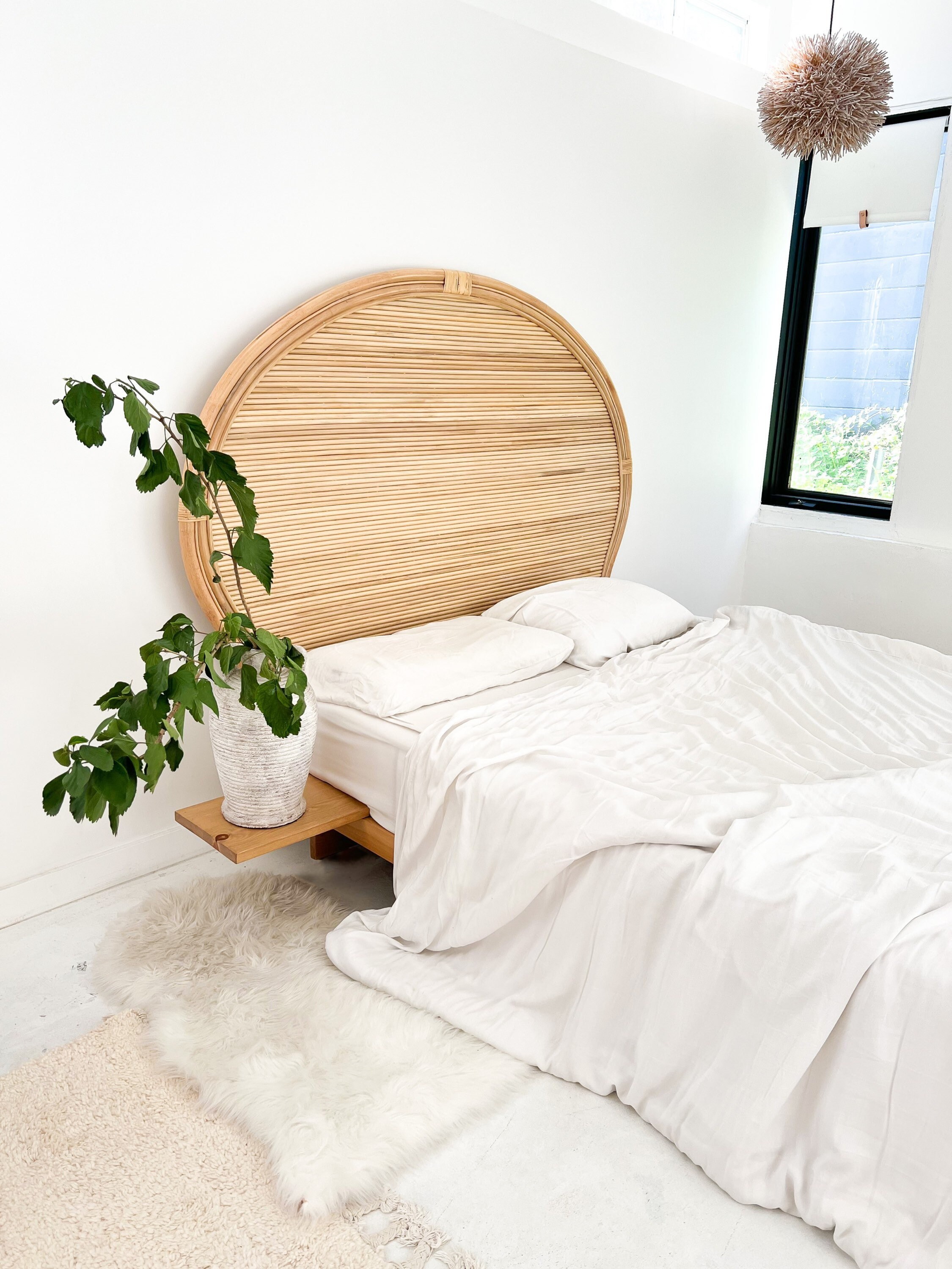 Modern rattan headboard deals