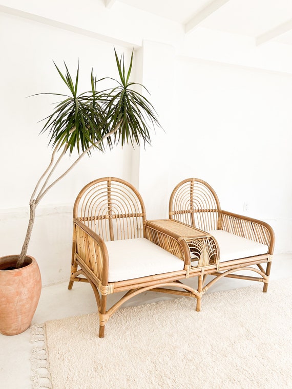 Rattan Tete E Tete Loveseat Chair the Stella Just Landed Etsy