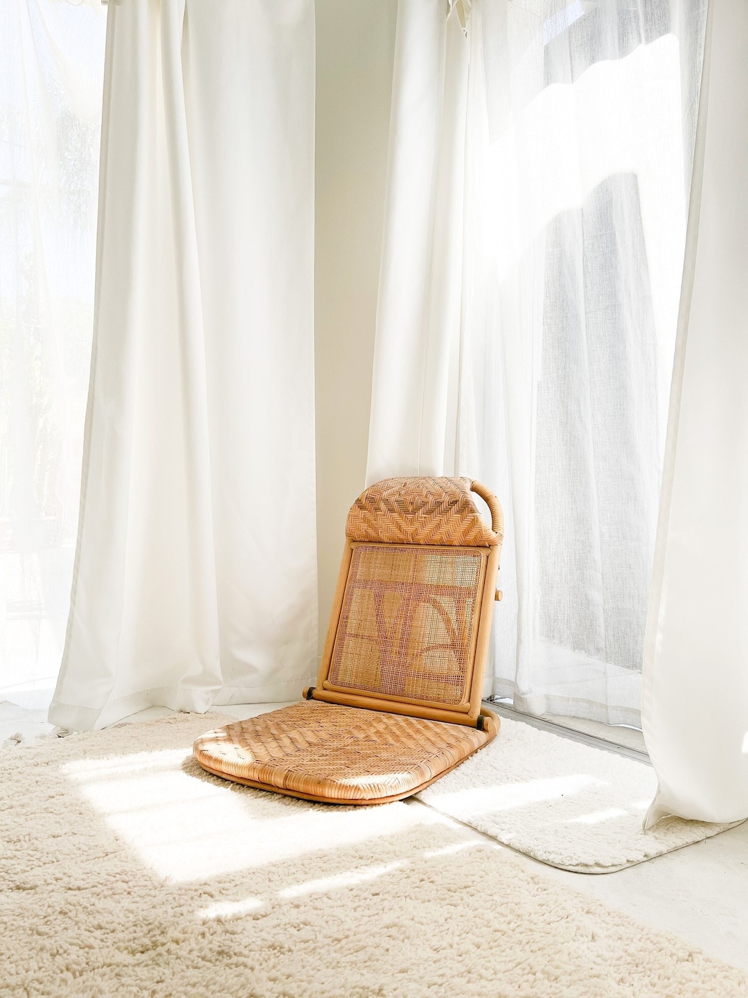 Rattan Portable Chair Meditation Floor Matador Easy Etsy