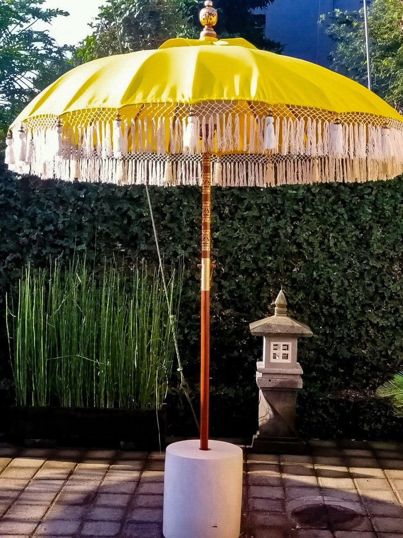 Yellow Bali Umbrella with Fringe Water Resistant image 1