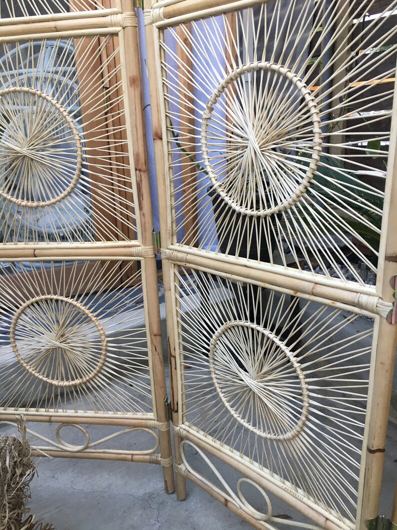 Vintage Style Rattan Room Divider Wall Panel Etsy