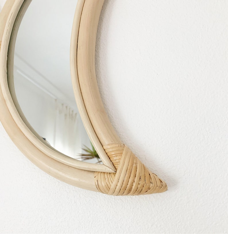 Phases Rattan Moon Mirror Etsy