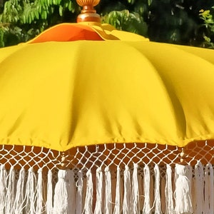 Yellow Bali Umbrella with Fringe Water Resistant image 2