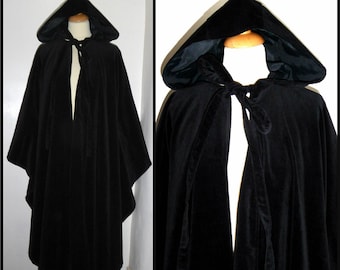 Vintage Laura Ashley cotton velvet waterfall hooded cloak cape One Size