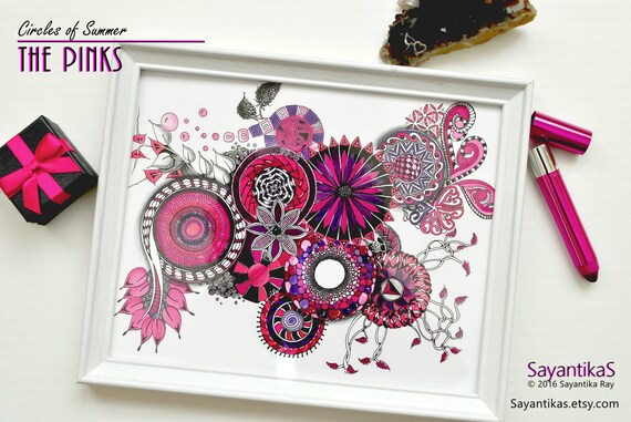 The Pinks Zentangle Art Chic Decor Mandala Art Gothic Decor Etsy