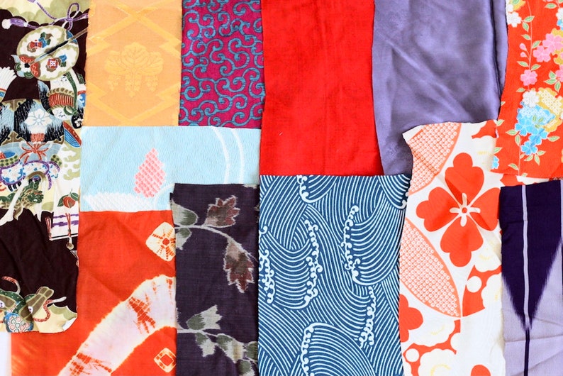 Japanese fabric set kimono fabric remnant fabric scraps Etsy