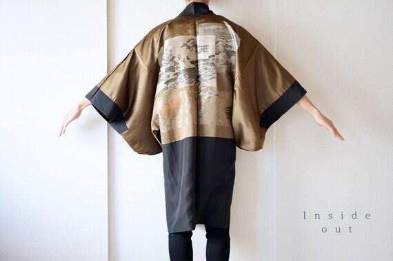 Vintage kimono jacket, Mens Haori, Japanese Kimono