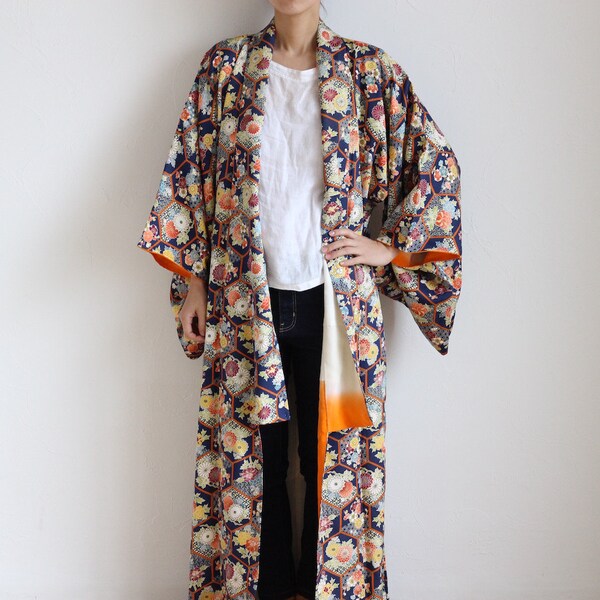 gorgeous floral Kimono, vintage dress, Japanese interior /458