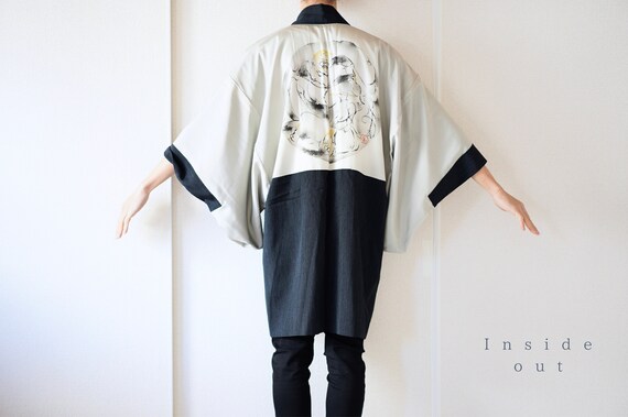 Vintage kimono jacket, Mens Haori, Japanese Kimono