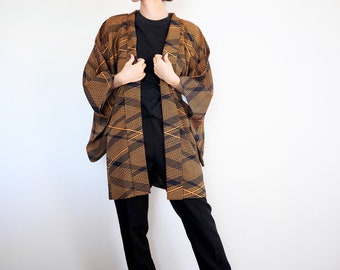 black yellow kimono, vintage kimono, kimono jacket, Japanese kimono, authentic kimono, traditional kimono