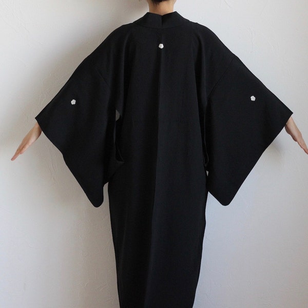 kimono, Japanese kimono, Black dress, mourning dress /987