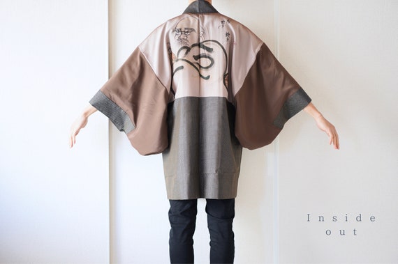Vintage kimono jacket, Mens Haori, Japanese Kimono