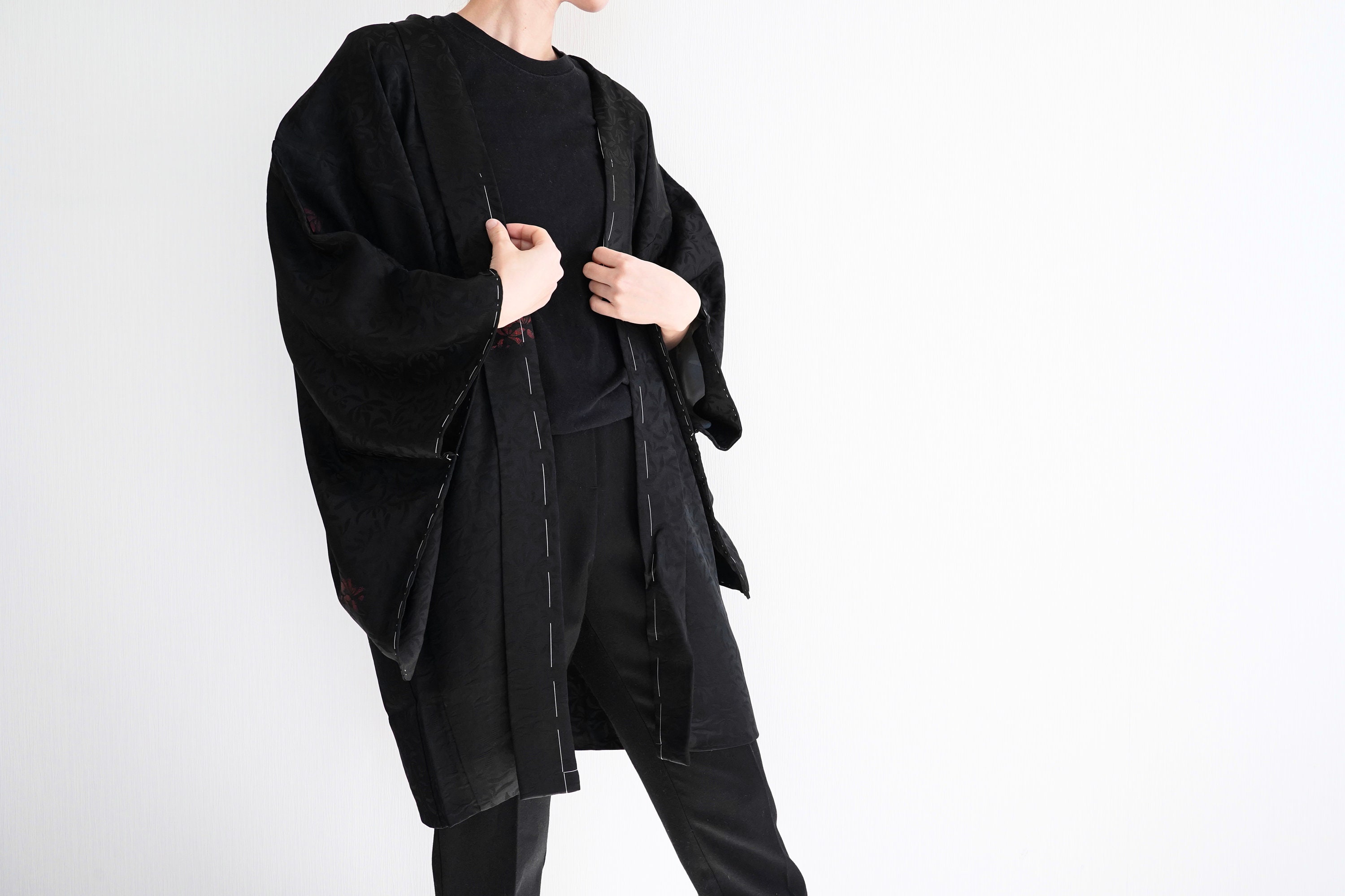 Japanese KIMONO Black Kimono Woven Haori Authentic Kimono Etsy