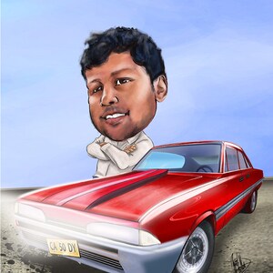 彼への贈り物 - 車両を含むカスタム似顔絵 - ユニークでパーソナライズされた - 彼または彼女への車好きの贈り物
