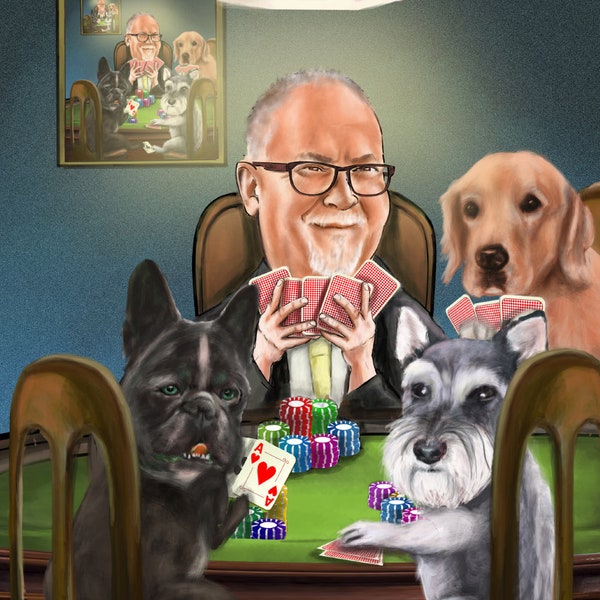 Regalo de caricatura personalizada: retrato personalizado para amantes de las mascotas.