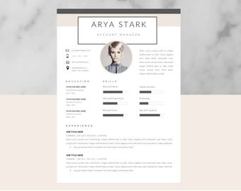 Resume Template and Cover Letter Template for Word •  DIY Printable 4 Pack • Mac or PC