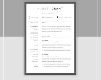 Resume Template and Cover Letter Template for Word •  DIY Printable 3 Pack • Mac or PC