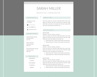 Resume Template and Cover Letter Template for Word •  DIY Printable 4 Pack • Mac or PC