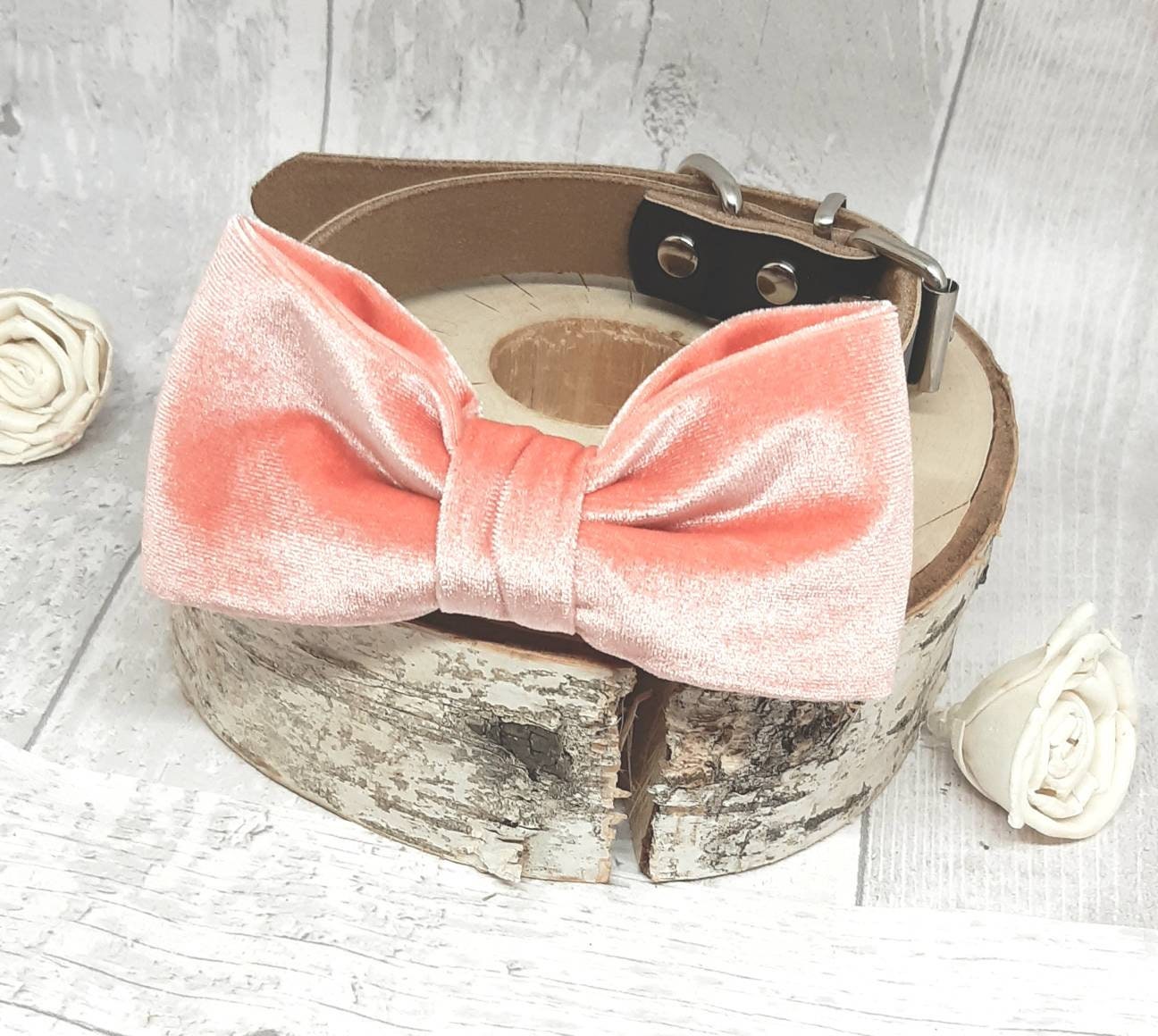 Pfirsich samt Hund Fliege Hund Hochzeit Fliege Pet Bowtie Etsy