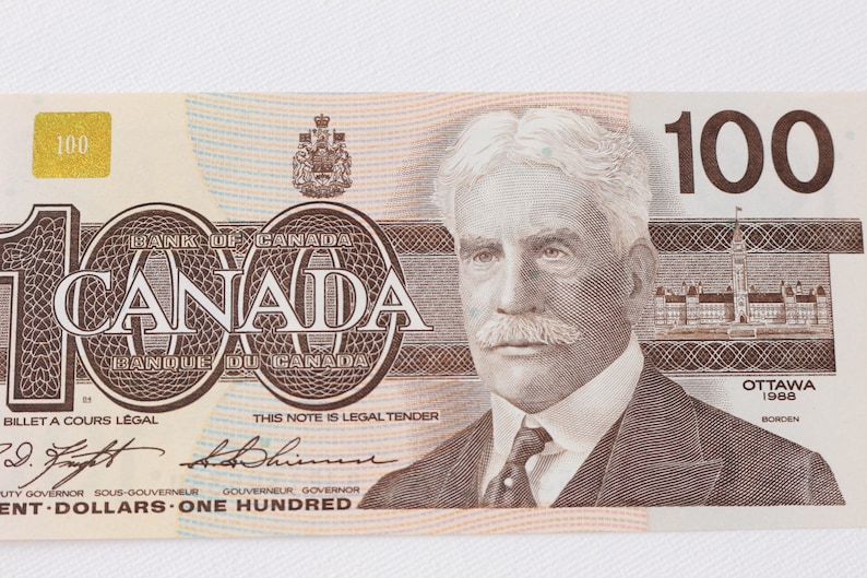 Genuine Canadian 100 Dollar Bill, Canadian Bill, 1988, UNC, Canadian