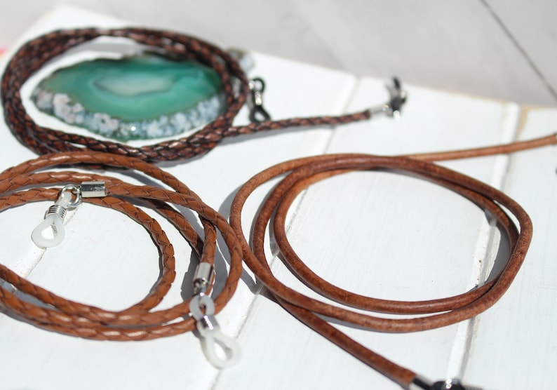 Men's Eyeglass Cords Brown Braided Bolo Leather Eyeglass Etsy