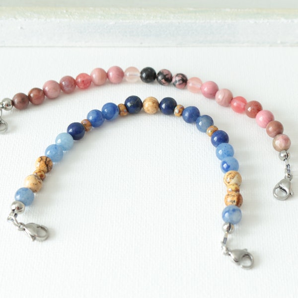 Interchangeable medical bracelet - ID bracelet - Stainless Steel - Made to order - Semi precious Beads - Beaded Medical Bracelet