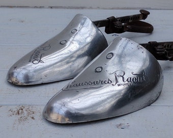 Pair of 1920's Vintage French Women's Aluminum Shoe Stretchers / Shoe Trees by Chaussures Raoul (Raoul Shoes) of Paris, French Chic