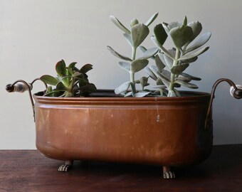 Brass Planters Hammered Oblong Planter Container Grape Design Brass Container Rustic Wedding Boho Brass Grapes Design Bohemian