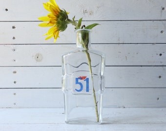 Pastis 51 Aperitif Branded Water Carafe / Pitcher, Original Vintage French Bistro Barware, Promotional Glassware, Stem Vase