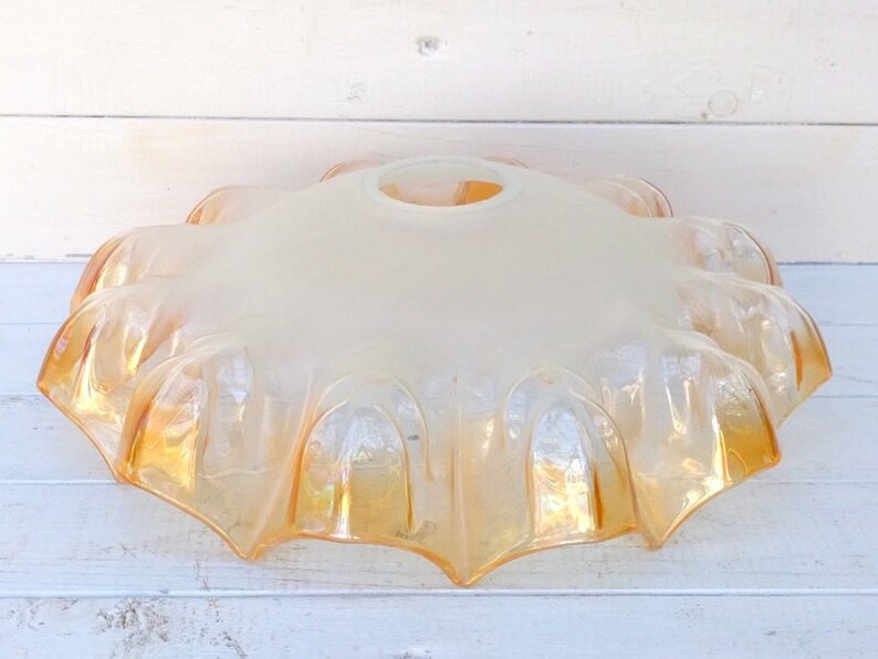 French Art Deco Glass Lamp Shade Orange And White Pendant Lampshade Hanging Vintage Lighting Home Decor