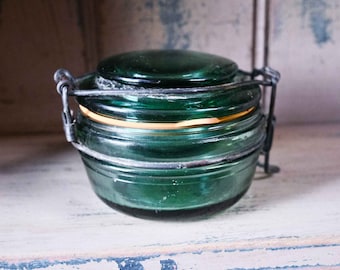 vintage 250ml Canning / Foie Gras Jar par Solidex - Fermoir en métal de verre vert français, Nouveaux sceaux, Mason, Kilner, Ball