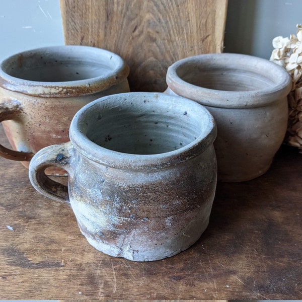 Vintage French Glazed Earthenware Confit Pots - Set of 3