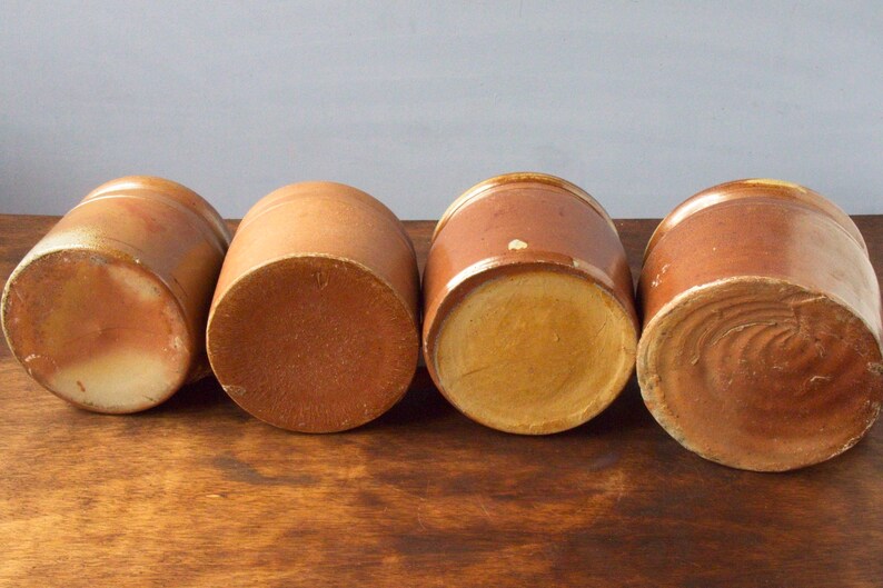 Vintage French Glazed Earthenware Confit Pots Set of 4 or individually 4,75 Diameter image 6