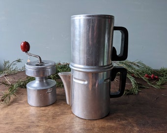 Cafetière vintage mid-century aluminium Pour-Over