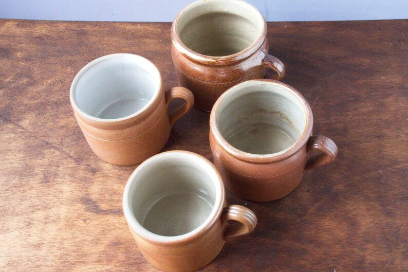 Vintage French Glazed Earthenware Confit Pots Set of 4 or individually 4,75 Diameter image 5