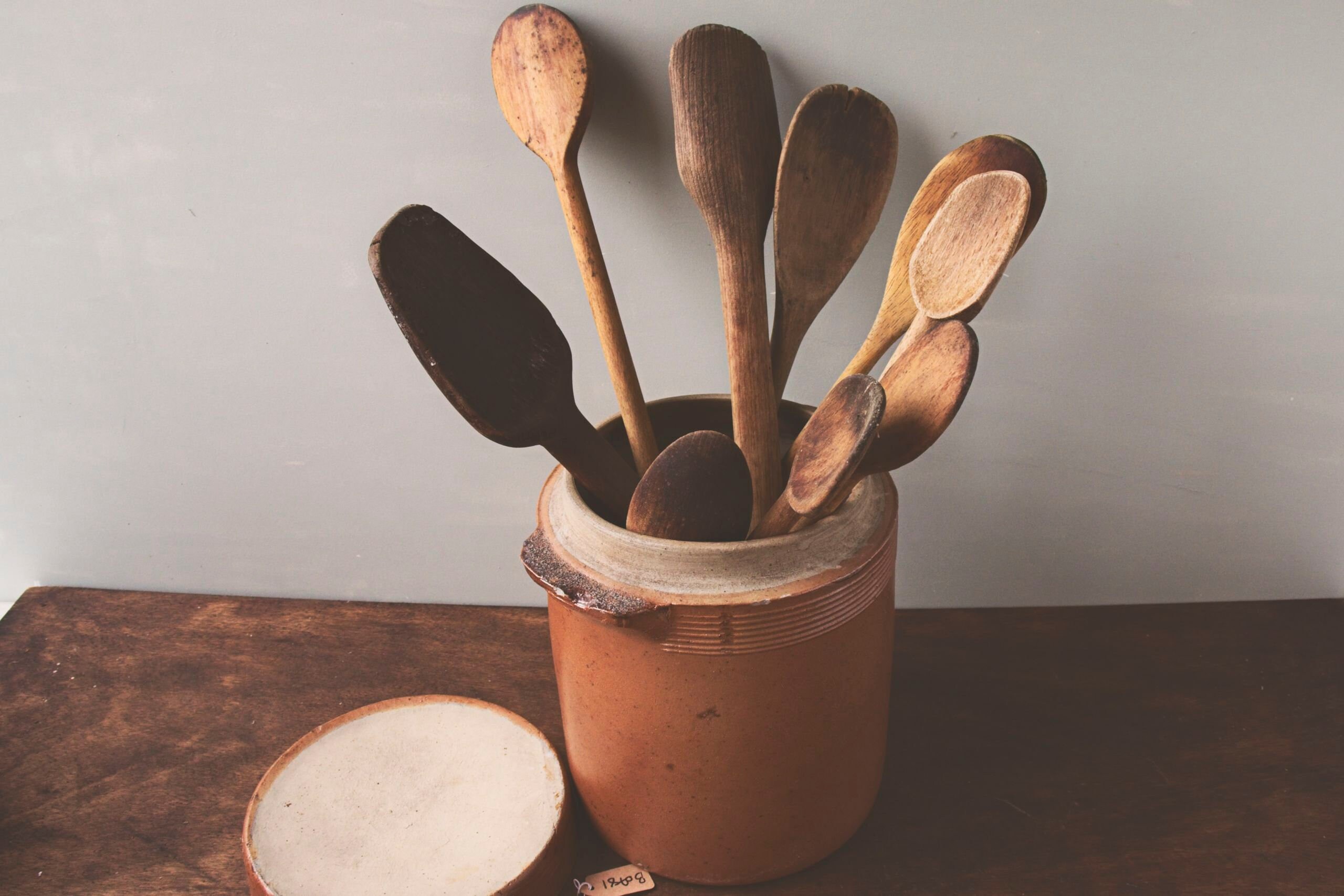 Vintage Français Saltglaze Stoneware Confit Pot avec Couvercle