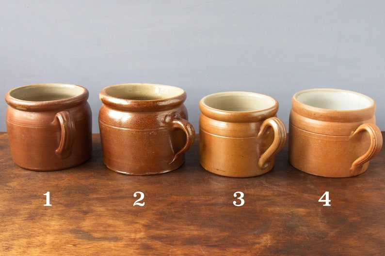 Vintage French Glazed Earthenware Confit Pots Set of 4 or individually 4,75 Diameter image 4