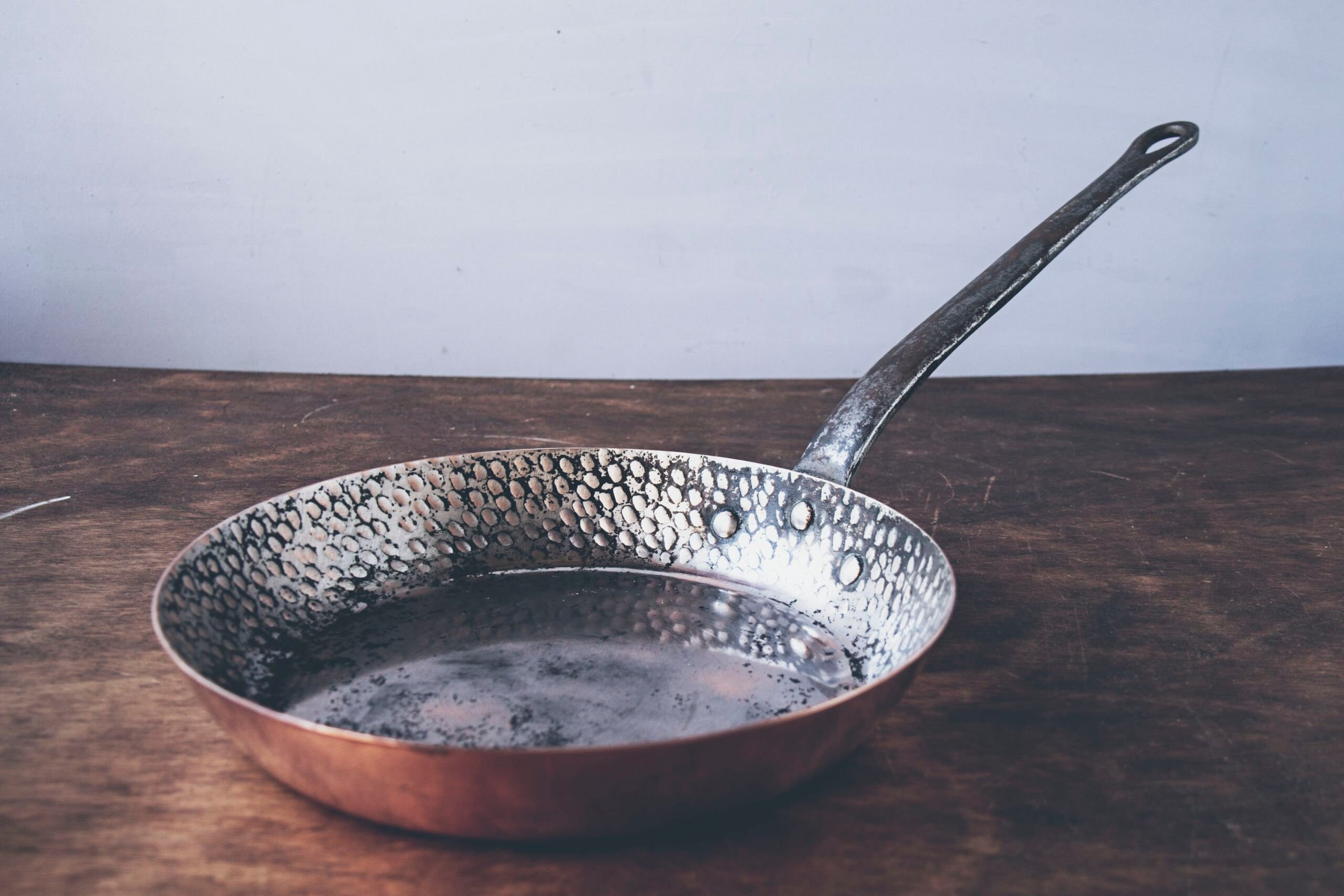 Vintage Copper Saute Pan, 25cm Poêle en Conserve