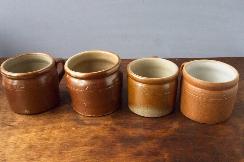 Vintage French Glazed Earthenware Confit Pots Set of 4 or individually 4,75 Diameter image 7